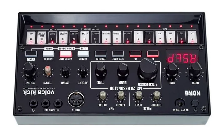 Korg Volca Kick, achterzijde met aansluitingen, foto 4