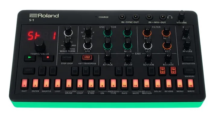 Roland AIRA Compact S-1 Tweak Synth, achterzijde met aansluitingen, foto 2