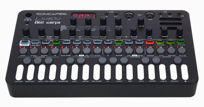 Sonicware LIVEN 8bit warps, regelaars en knoppen, foto 2