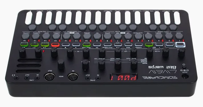 Sonicware LIVEN 8bit warps, achterzijde met aansluitingen, foto 4