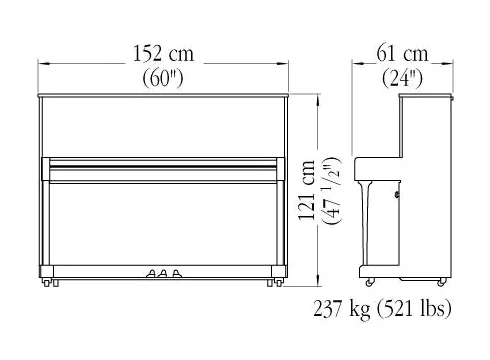 Yamaha b3 PWH, detail van de afwerking, foto 4