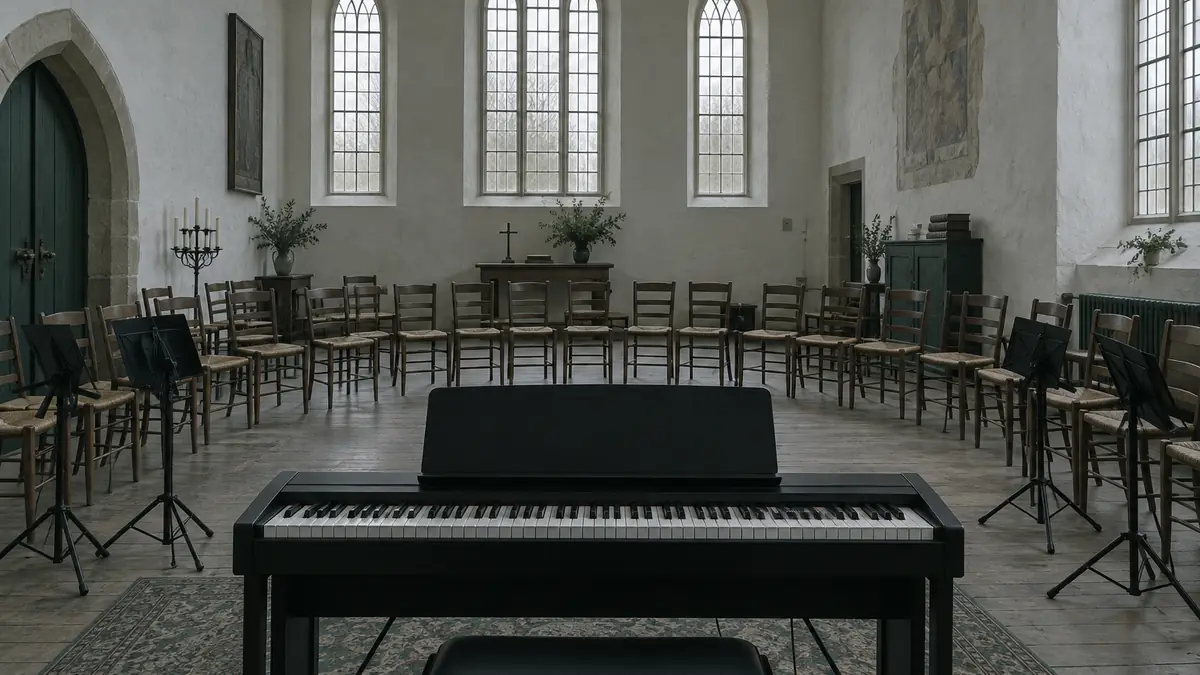 Begeleiden en entertainen: een toetsinstrument op zijn plek, gezien vanaf de pianokruk